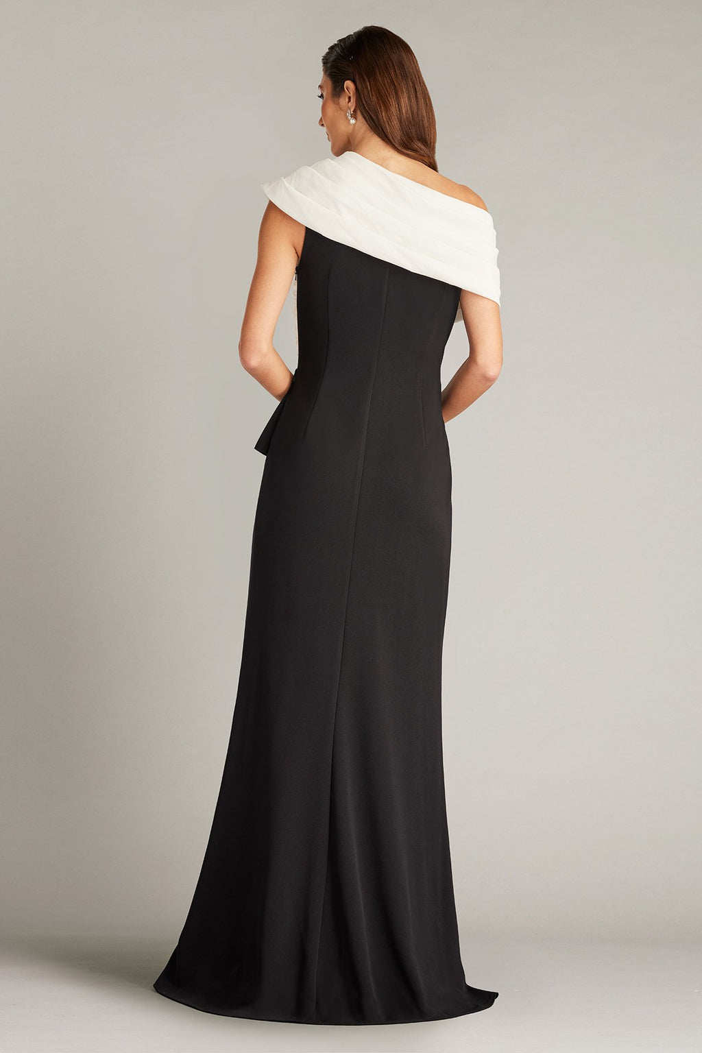 Duke Asymmetric Draped Flounce Gown