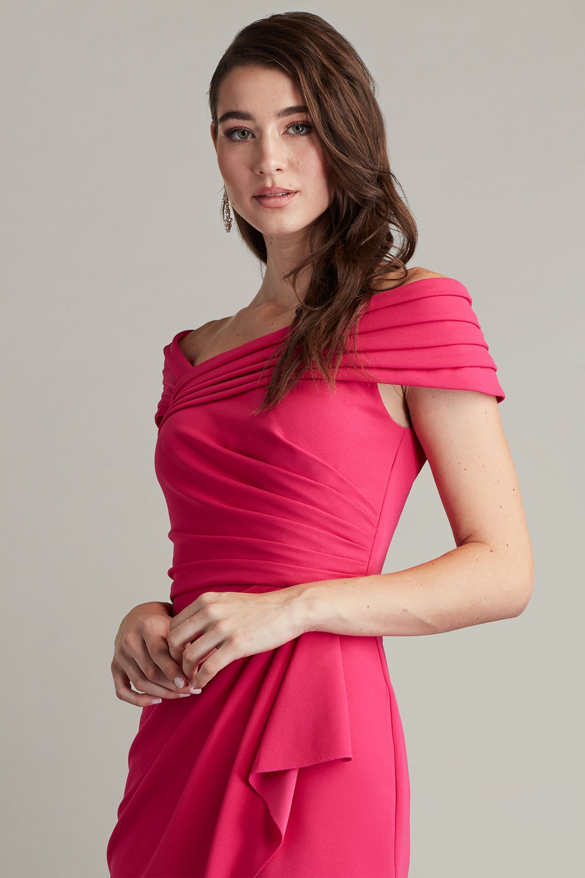 Cerise Crepe Cocktail Dress