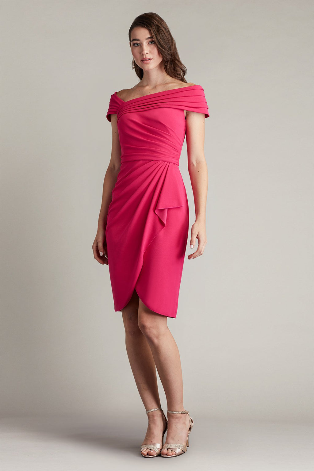 Cerise Crepe Cocktail Dress