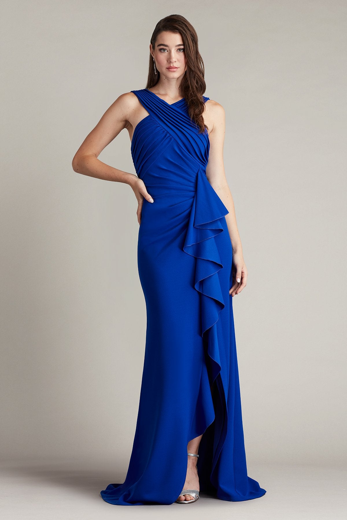 Setta Pleated Cascading Ruffle Gown