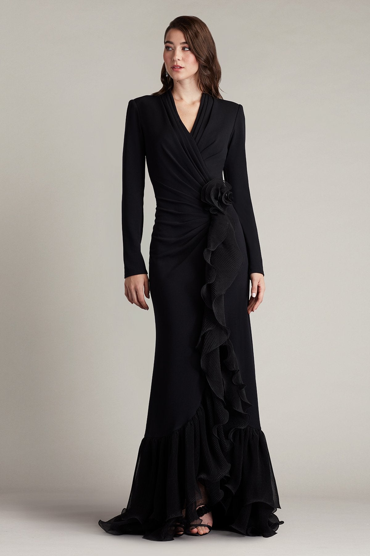 Malone Cascading Ruffle Gown – Tadashi Shoji Official Online Boutique