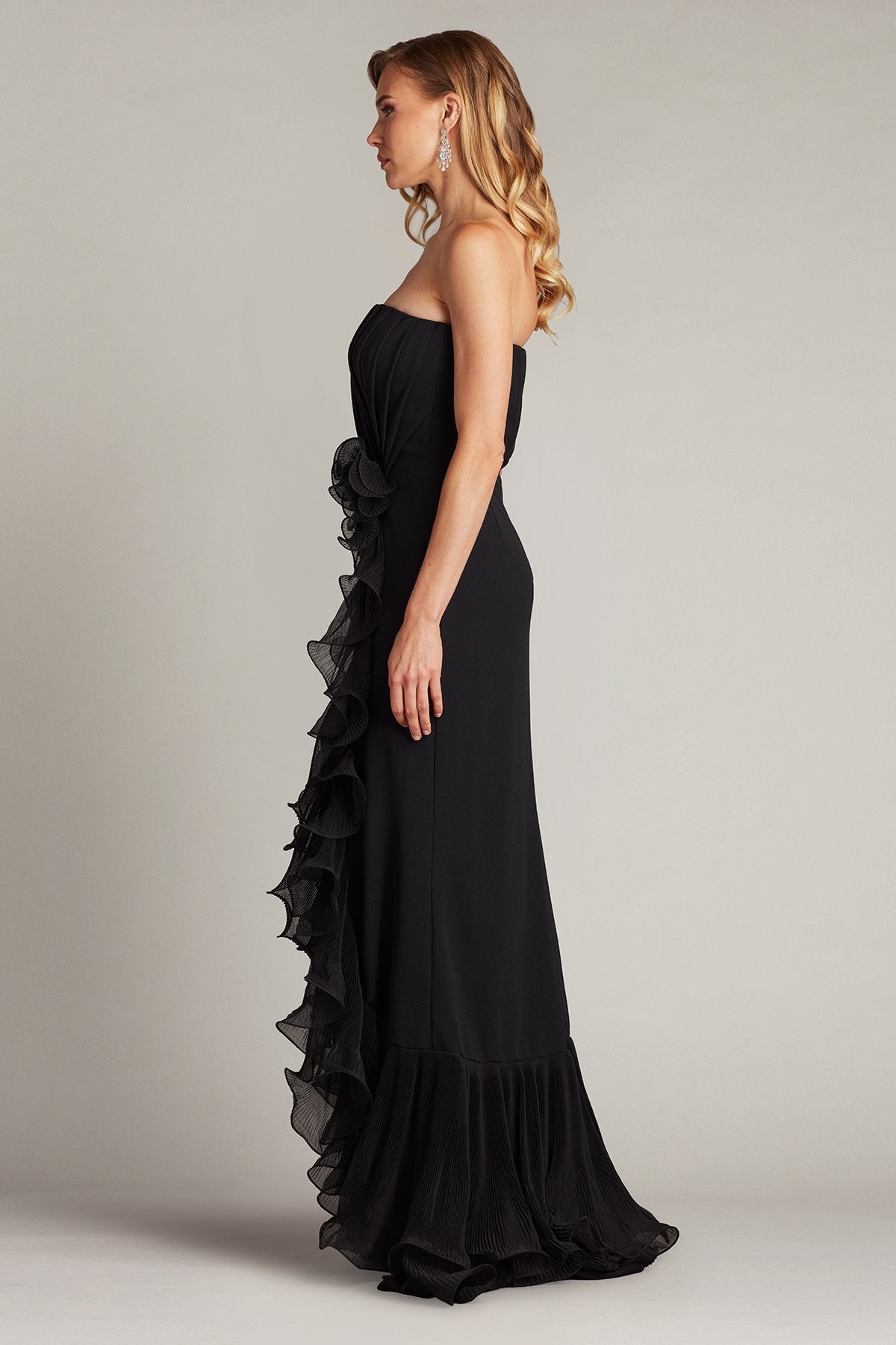 Leith Cascading Ruffle Gown – Tadashi Shoji Official Online Boutique