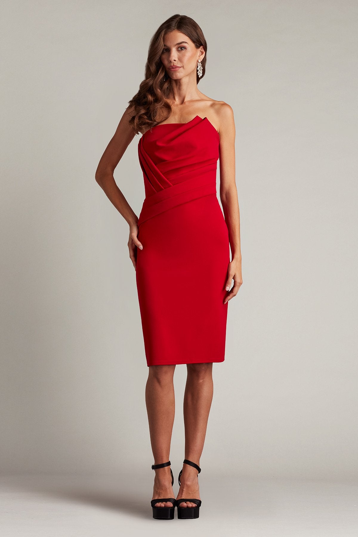 Pique Pleated Cocktail Dress – Tadashi Shoji Official Online Boutique