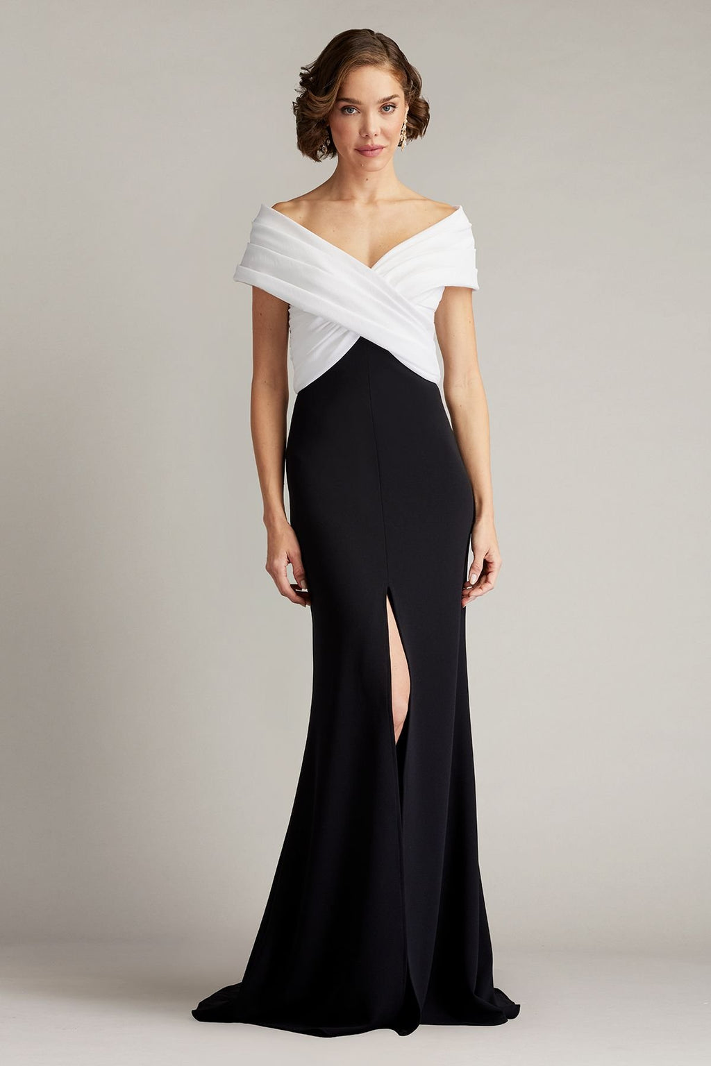 Benz Pleated Portrait Collar Gown
