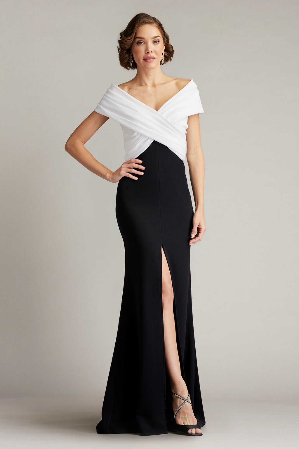 Benz Pleated Portrait Collar Gown