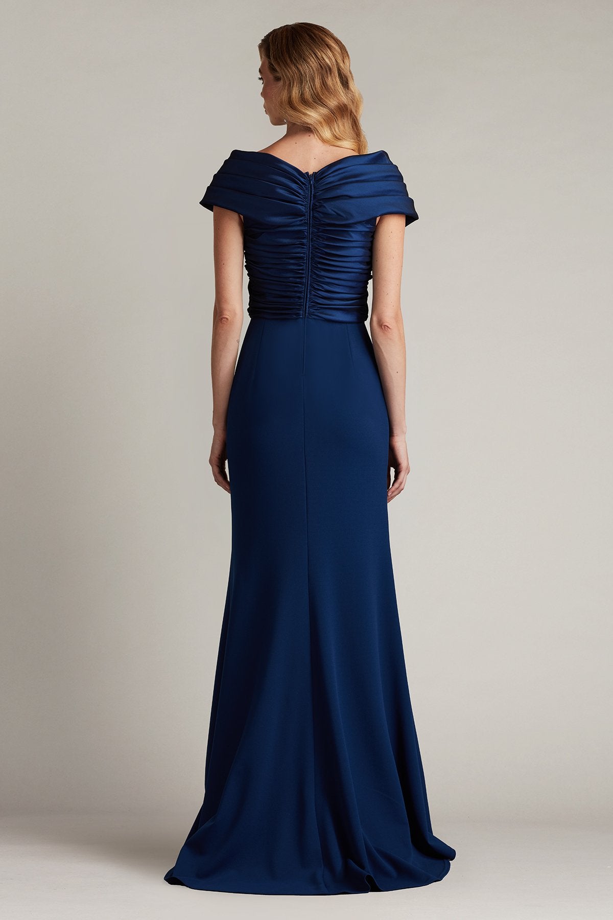 Benz Pleated Portrait Collar Gown