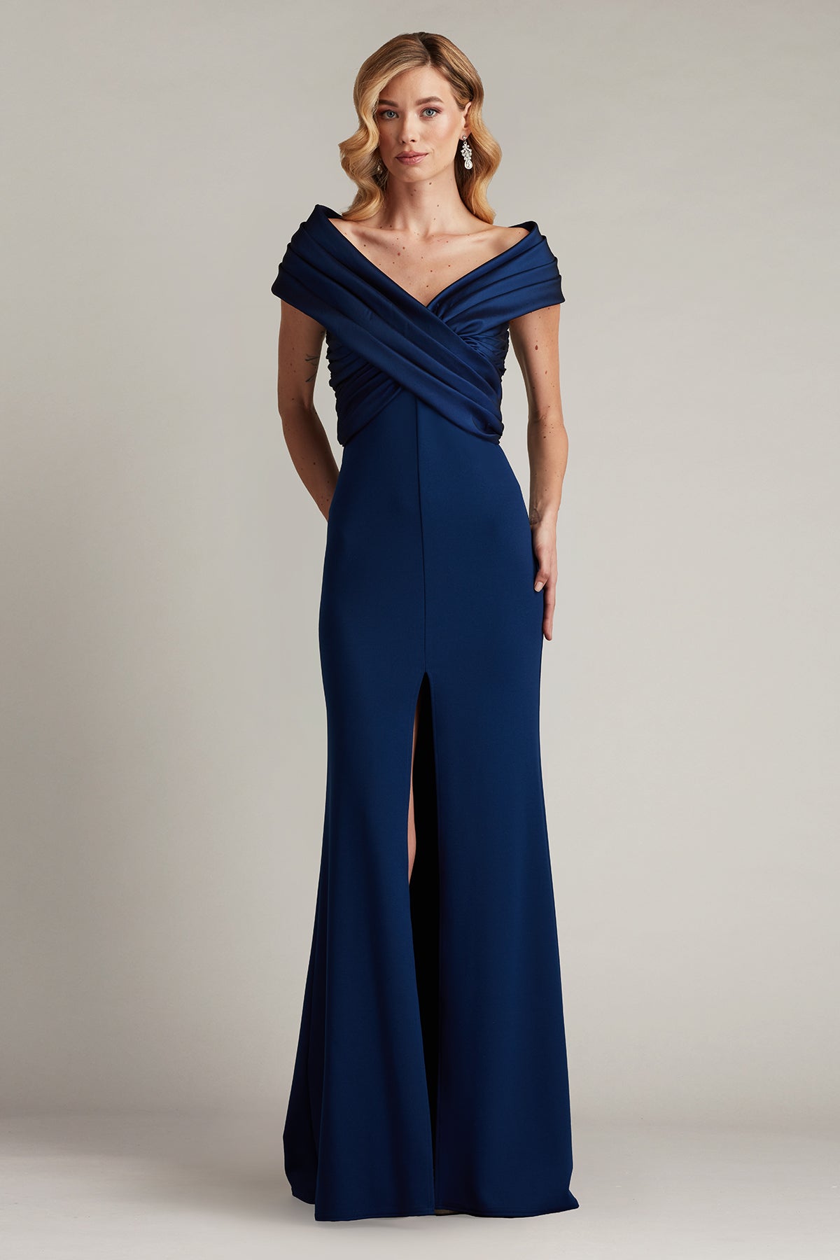 Benz Pleated Portrait Collar Gown Tadashi Shoji Official Online Boutique Benz Pleated Portrait Collar Gown Tadashi Shoji Official Online Boutique