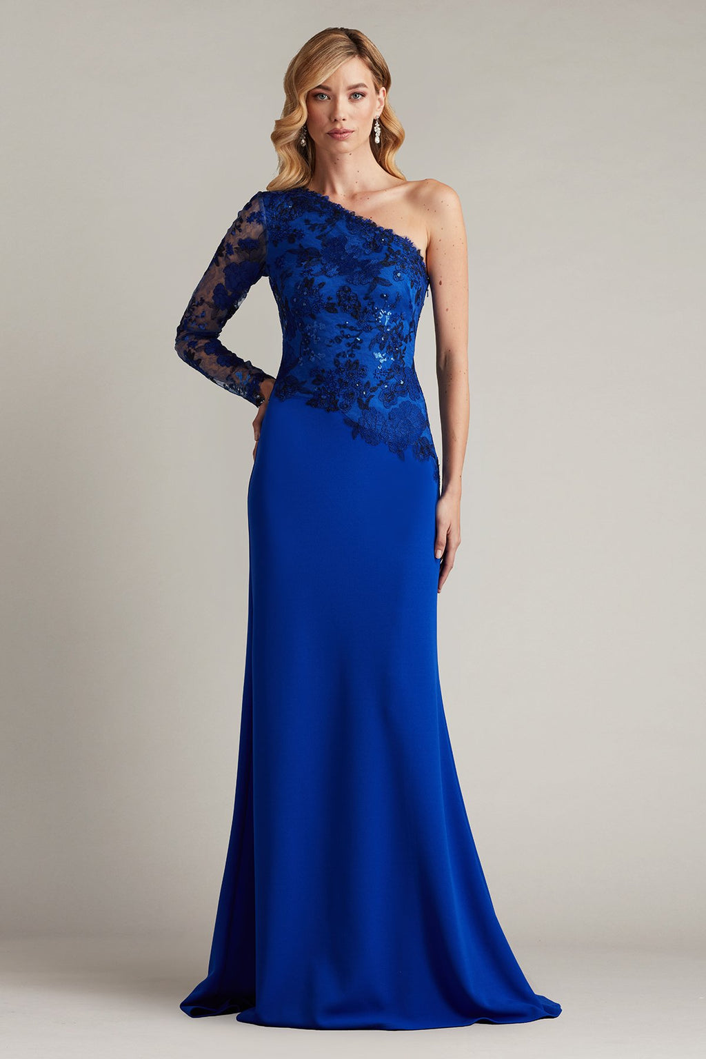 Abner One Shoulder Embroidered Bodice Gown