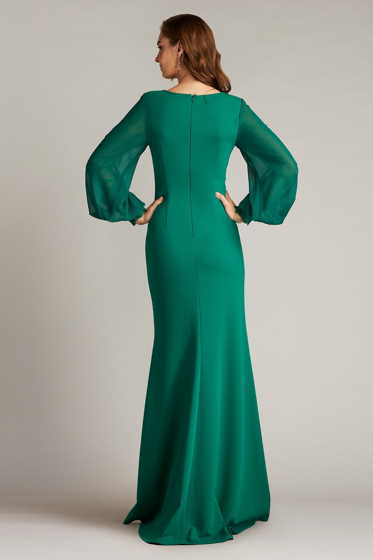 Sahana Bishop Sleeve Plunge Gown – Tadashi Shoji Official Online