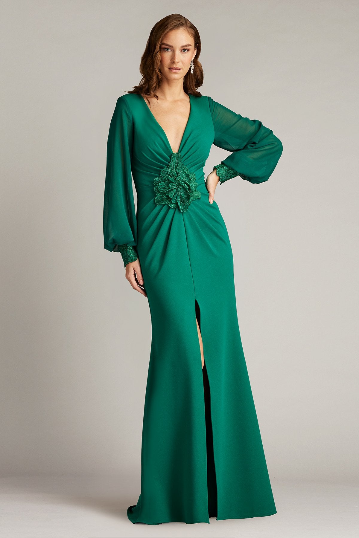 Sahana Bishop Sleeve Plunge Gown