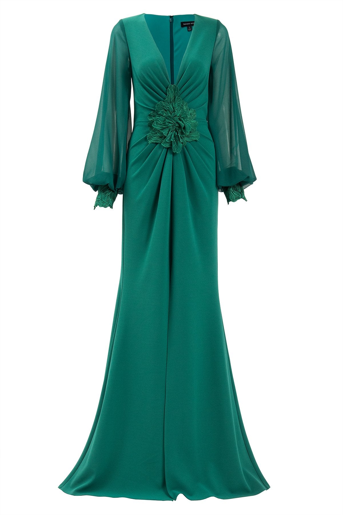 Sahana Bishop Sleeve Plunge Gown