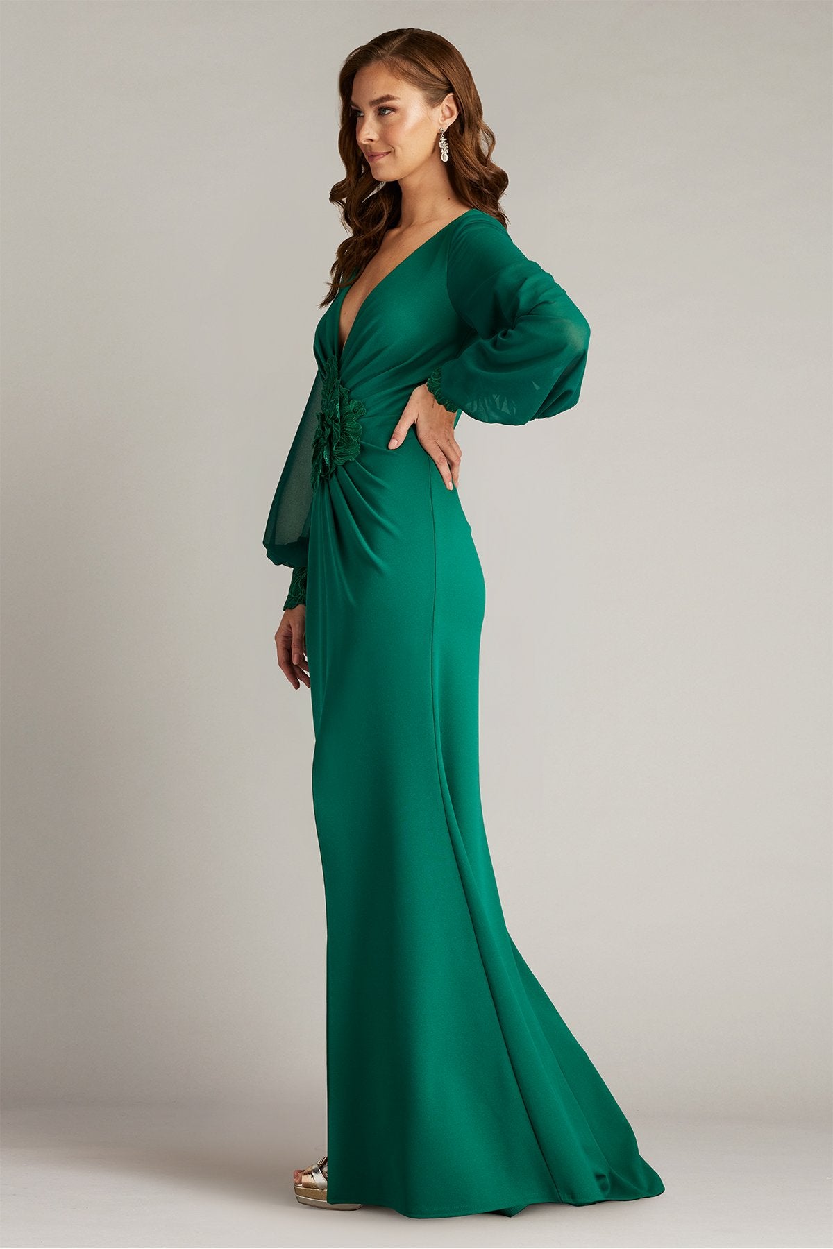 Sahana Bishop Sleeve Plunge Gown