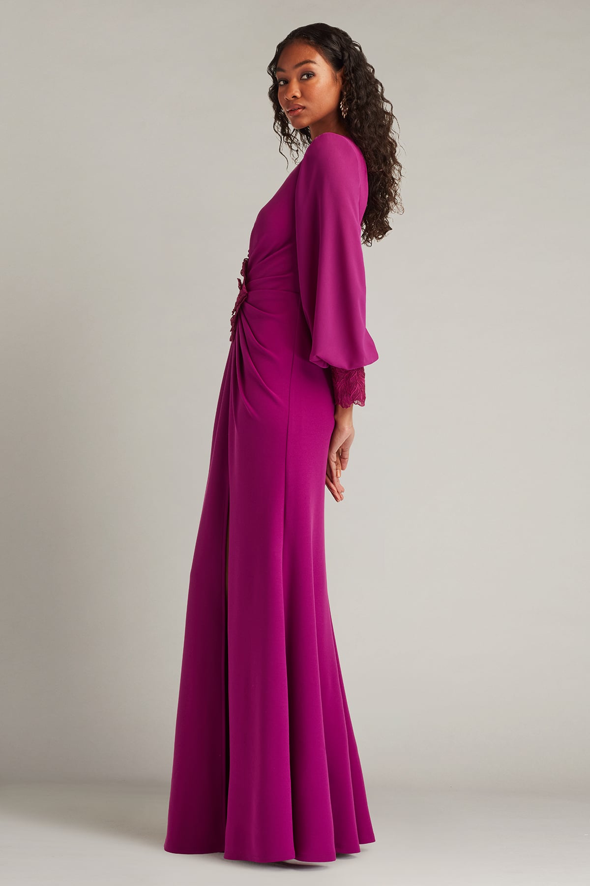 Sahana Bishop Sleeve Plunge Gown