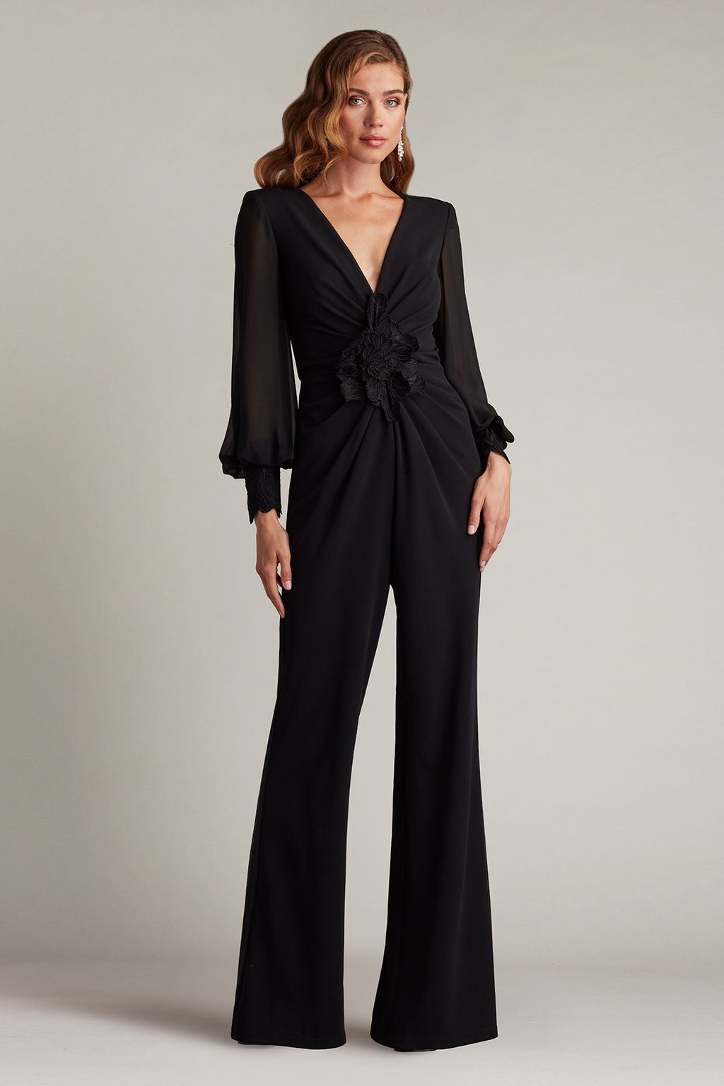 Sahana Bishop Sleeve Plunge Jumpsuit – Tadashi Shoji Official Online  Boutique
