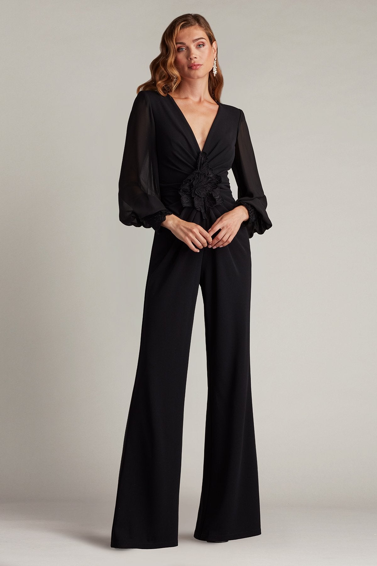 Sahana Bishop Sleeve Plunge Jumpsuit – Tadashi Shoji Official