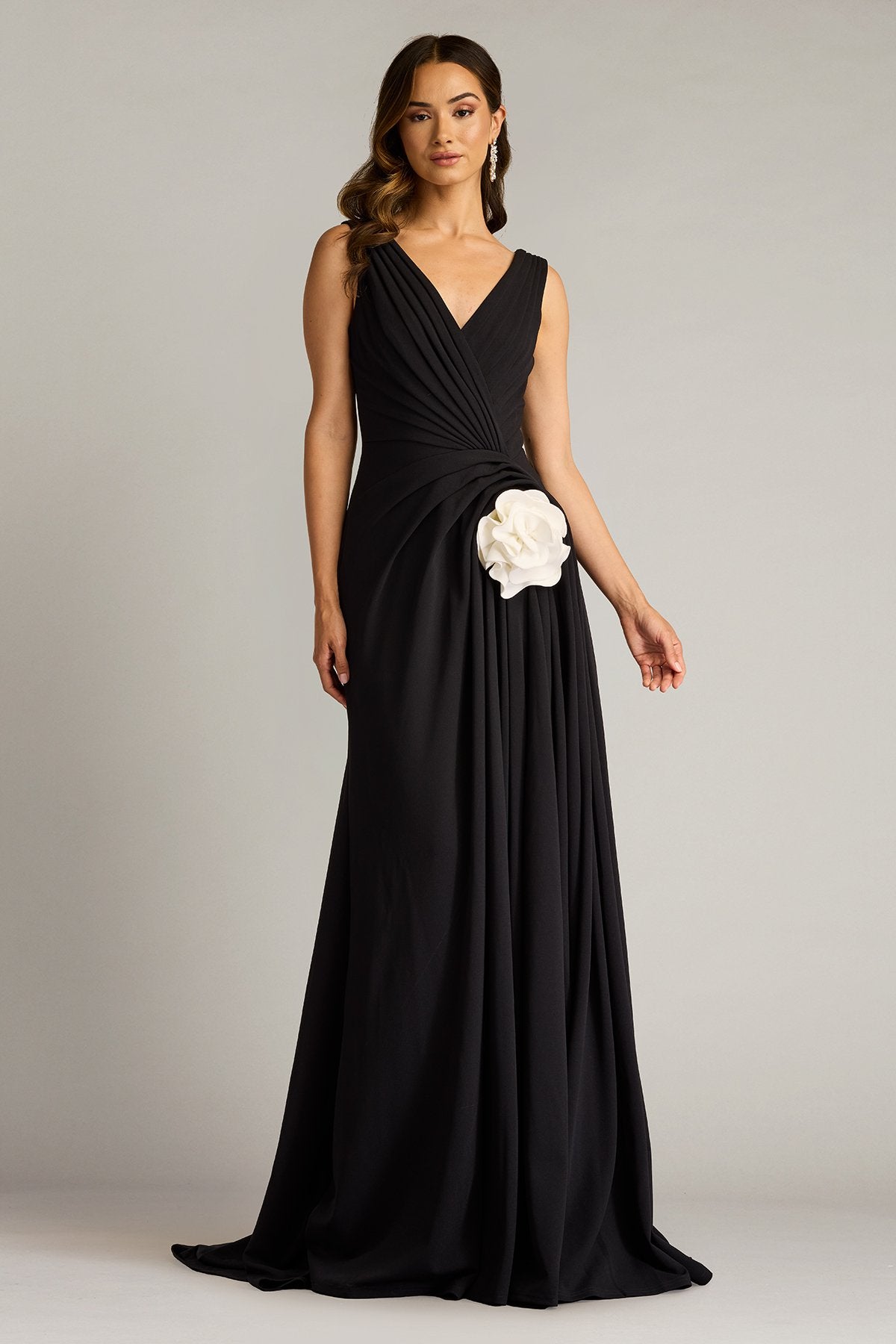 strapless open back dress Ganni BLUE FLORAL CRINKLED SATIN LONG DRESS – Shop at the Mix main image 1