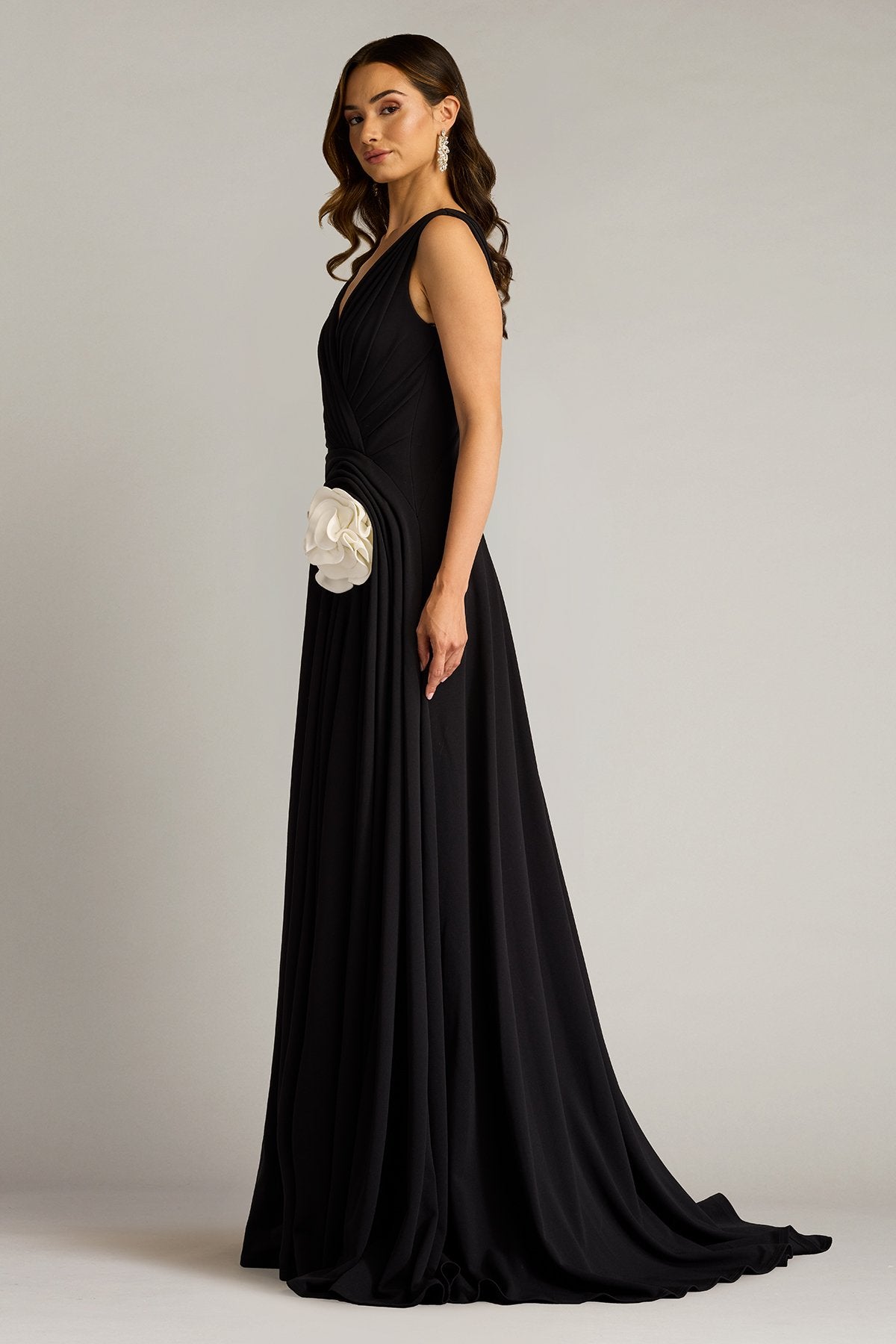 Port Pleated Crepe Gown
