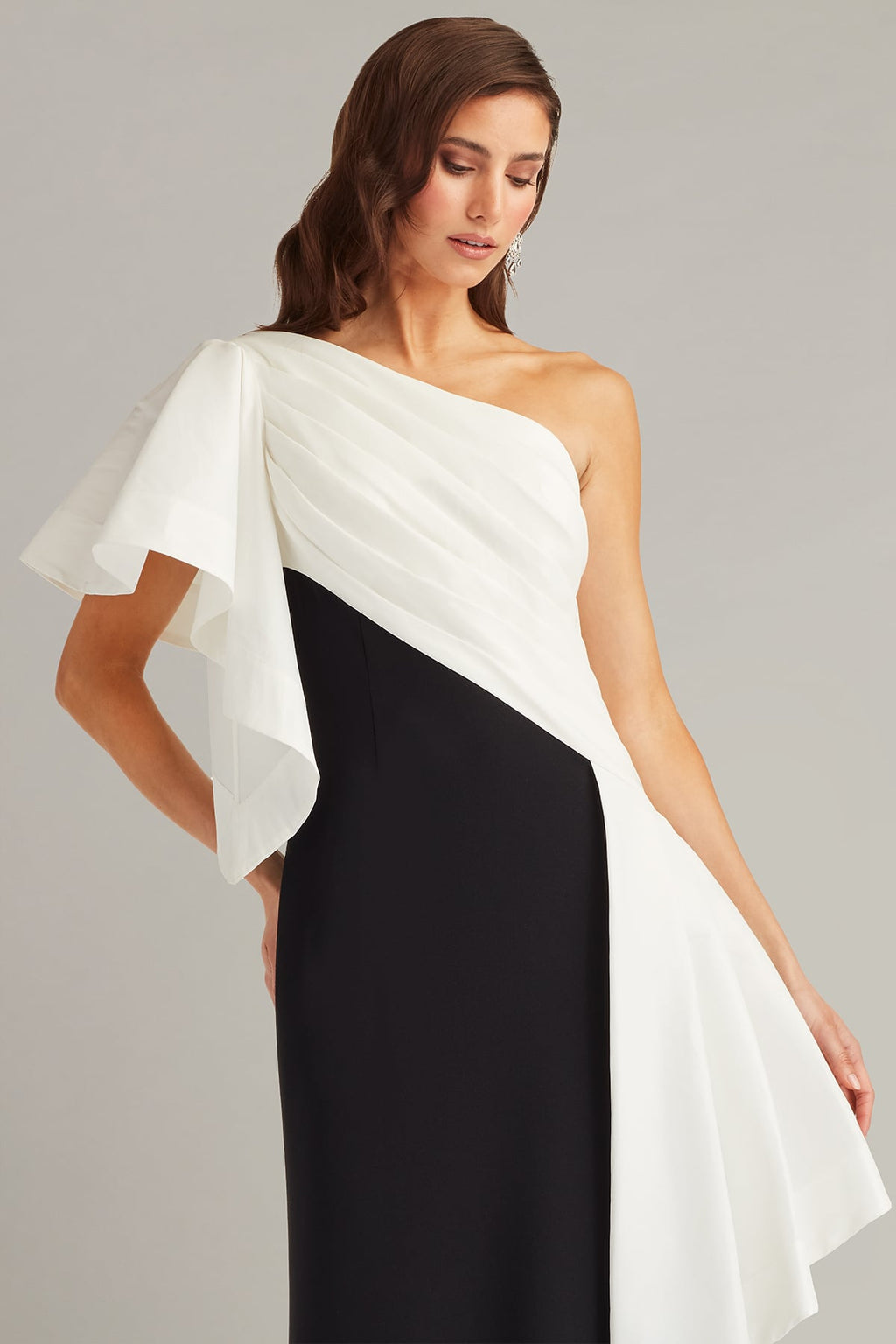 Santa Fe Draped Flounce Gown – Tadashi Shoji Official Online Boutique
