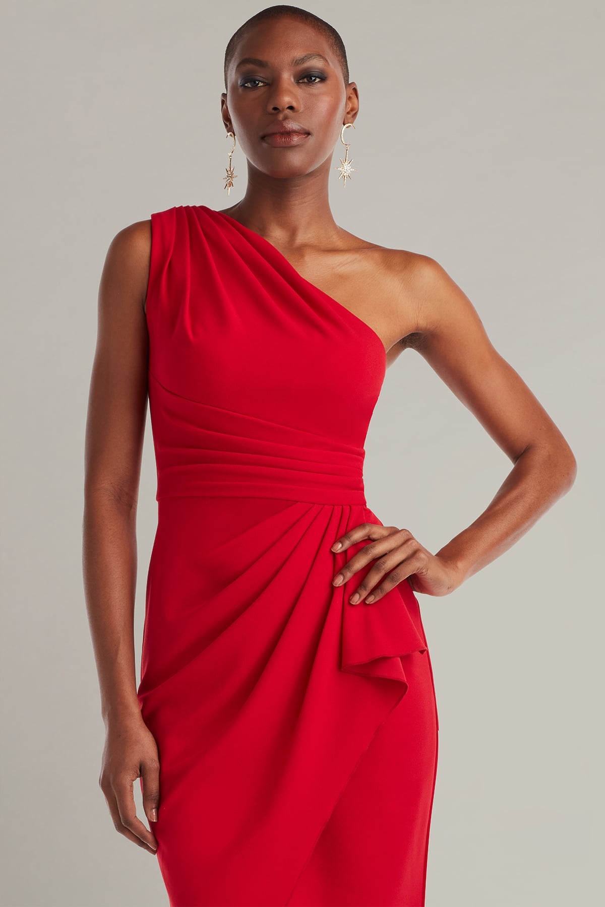 Marston One-Shoulder Draped Cocktail Dress