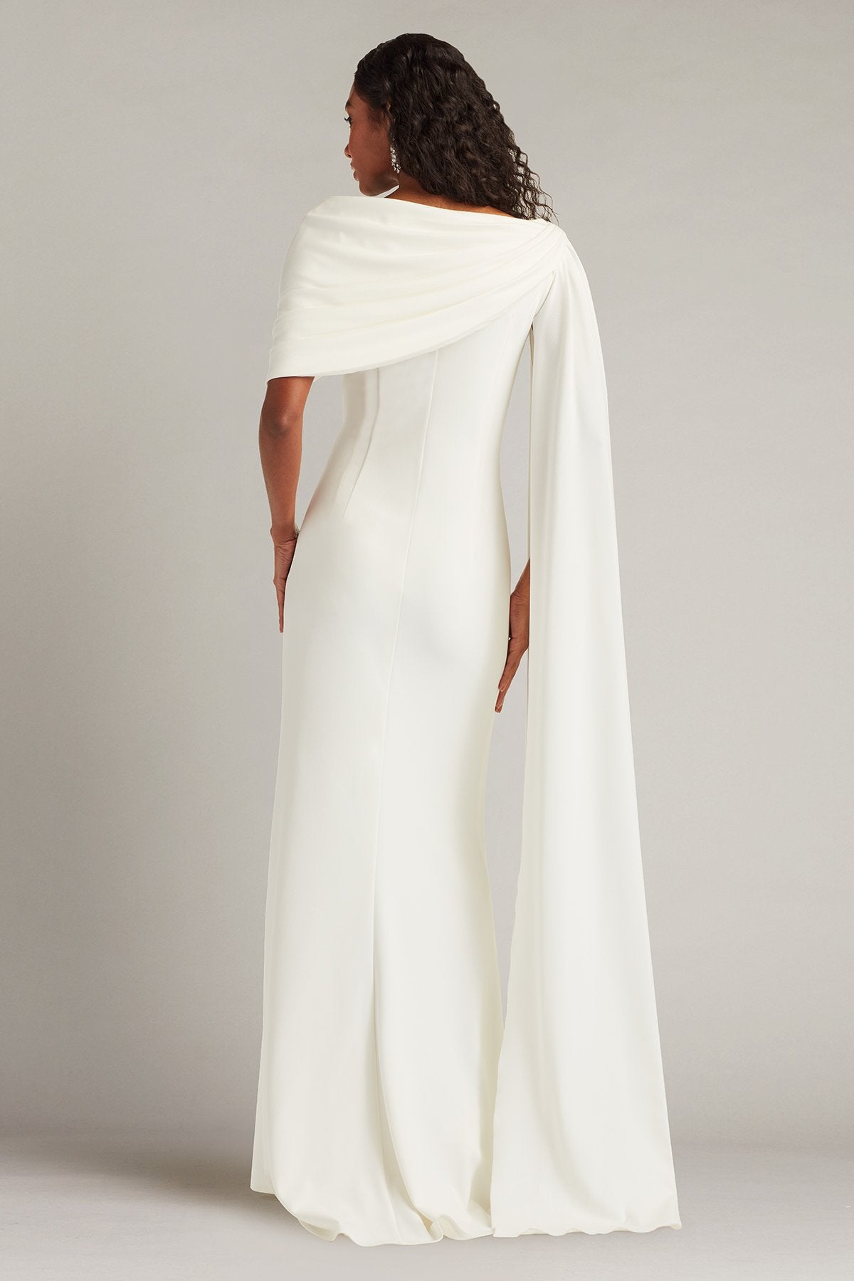 long white cape dress Acadia Shawl Draped Gown – Tadashi Shoji Official Online Boutique