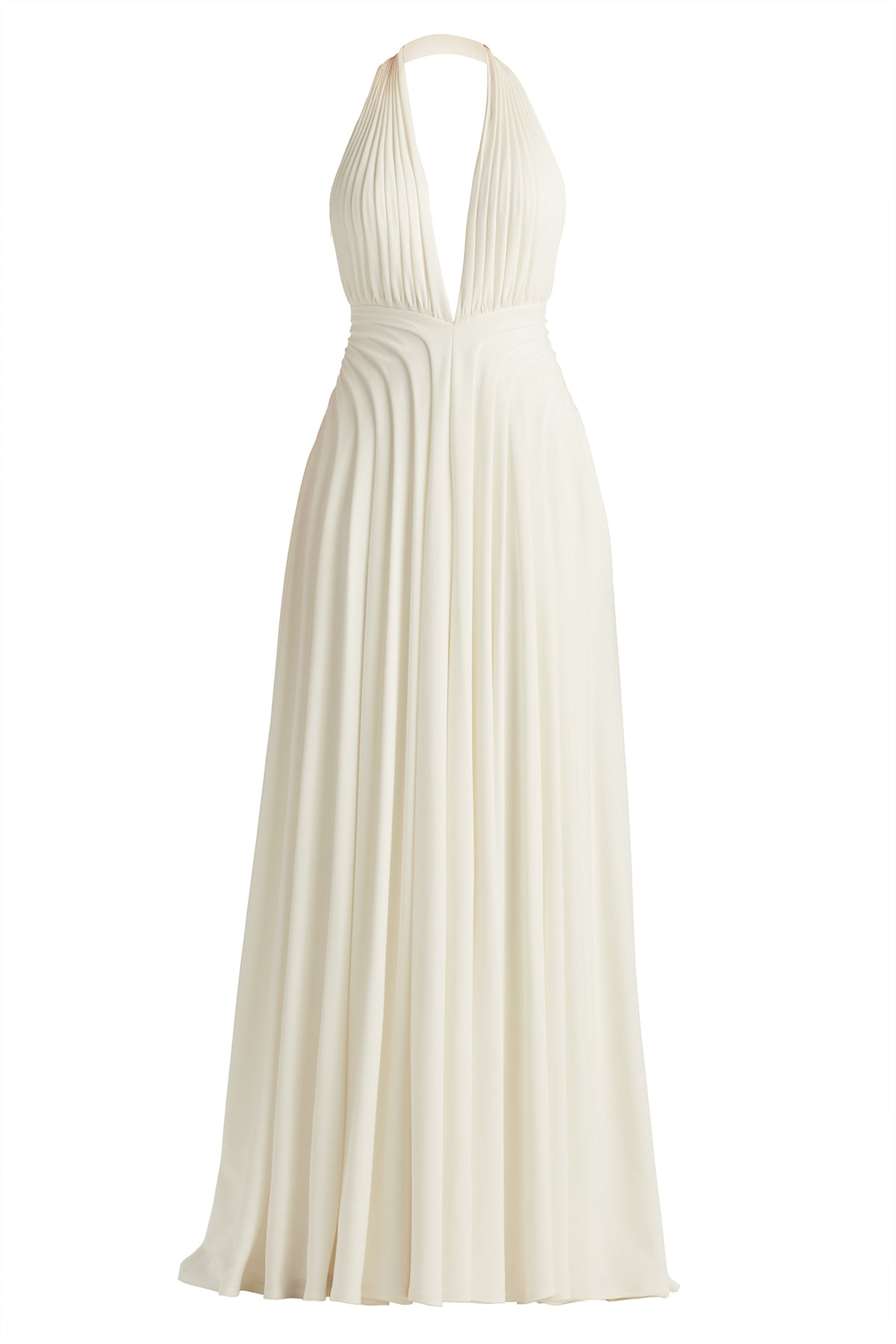 Zarelle Pleated Crepe Halter Gown