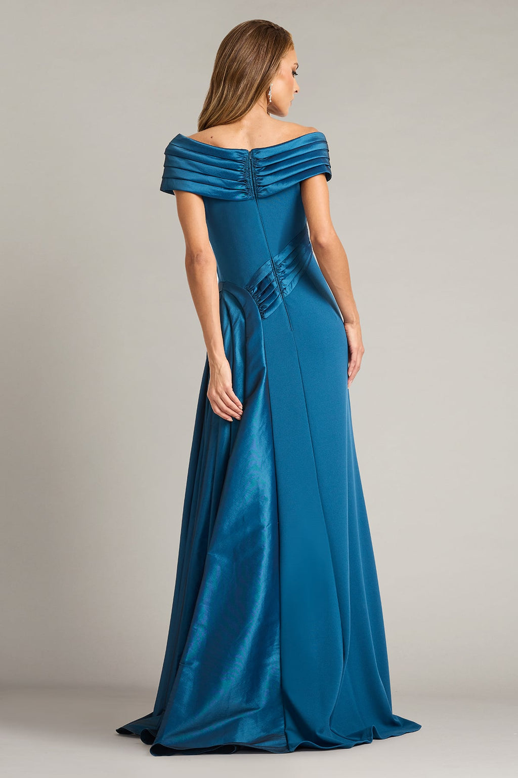 Elysian Draped Overlay Train Gown