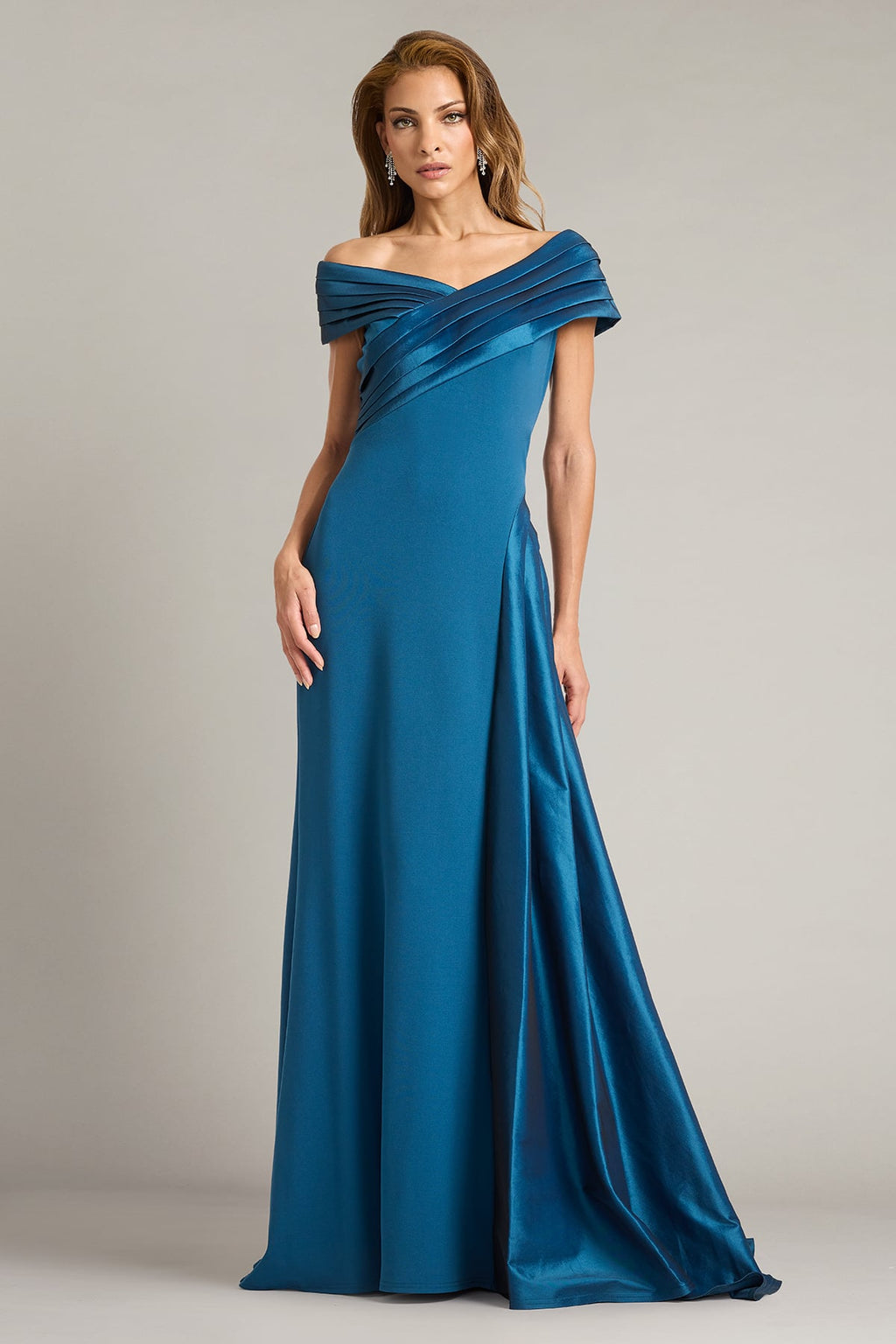 Elysian Draped Overlay Train Gown