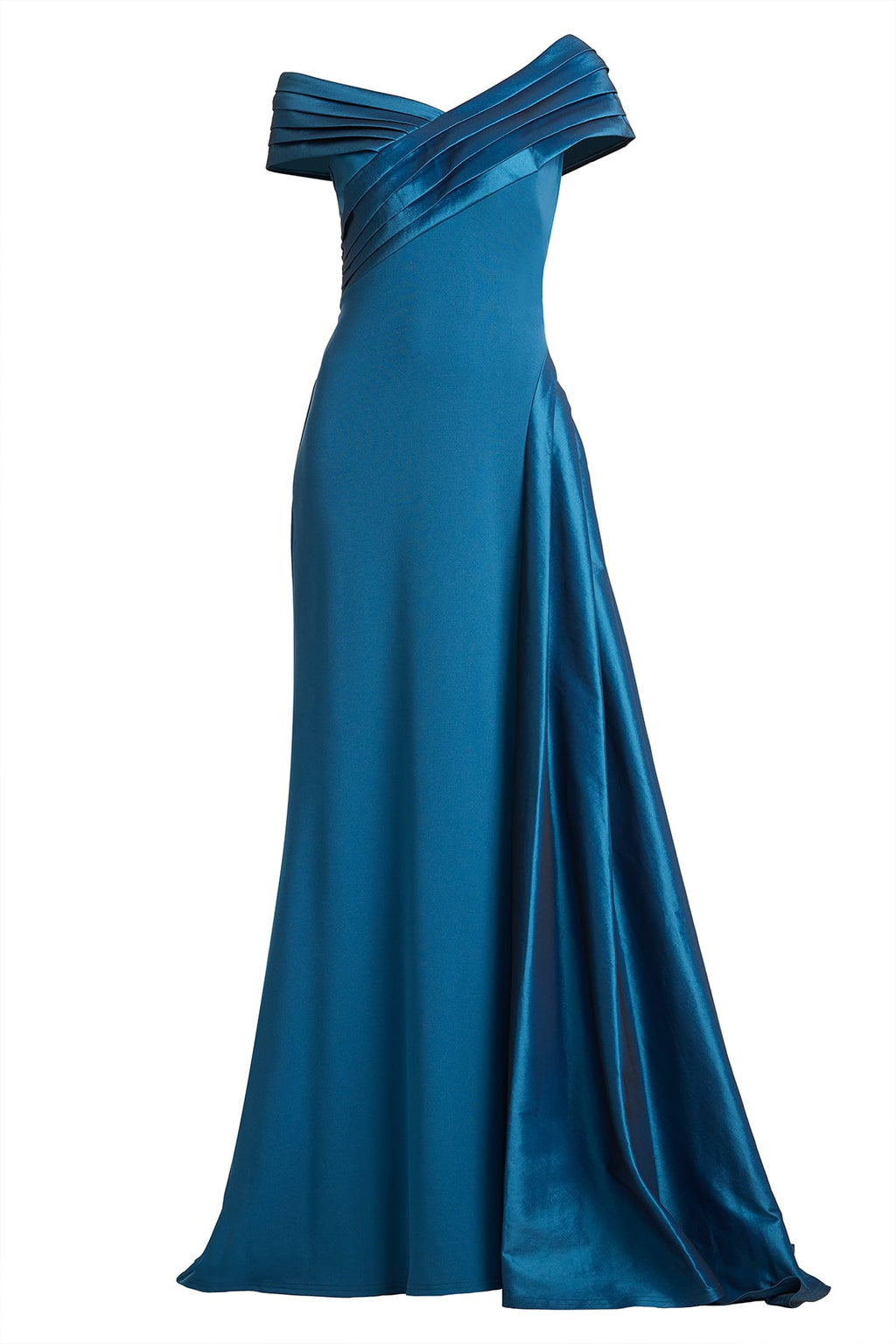 Elysian Draped Overlay Train Gown