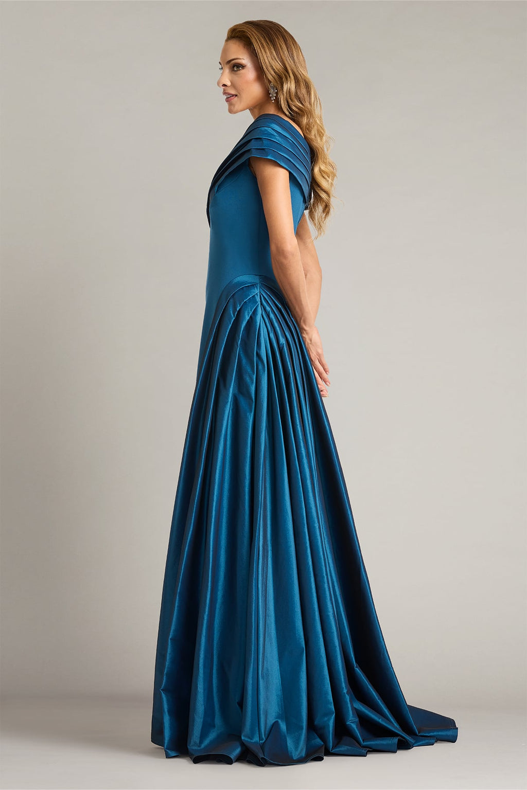 Elysian Draped Overlay Train Gown