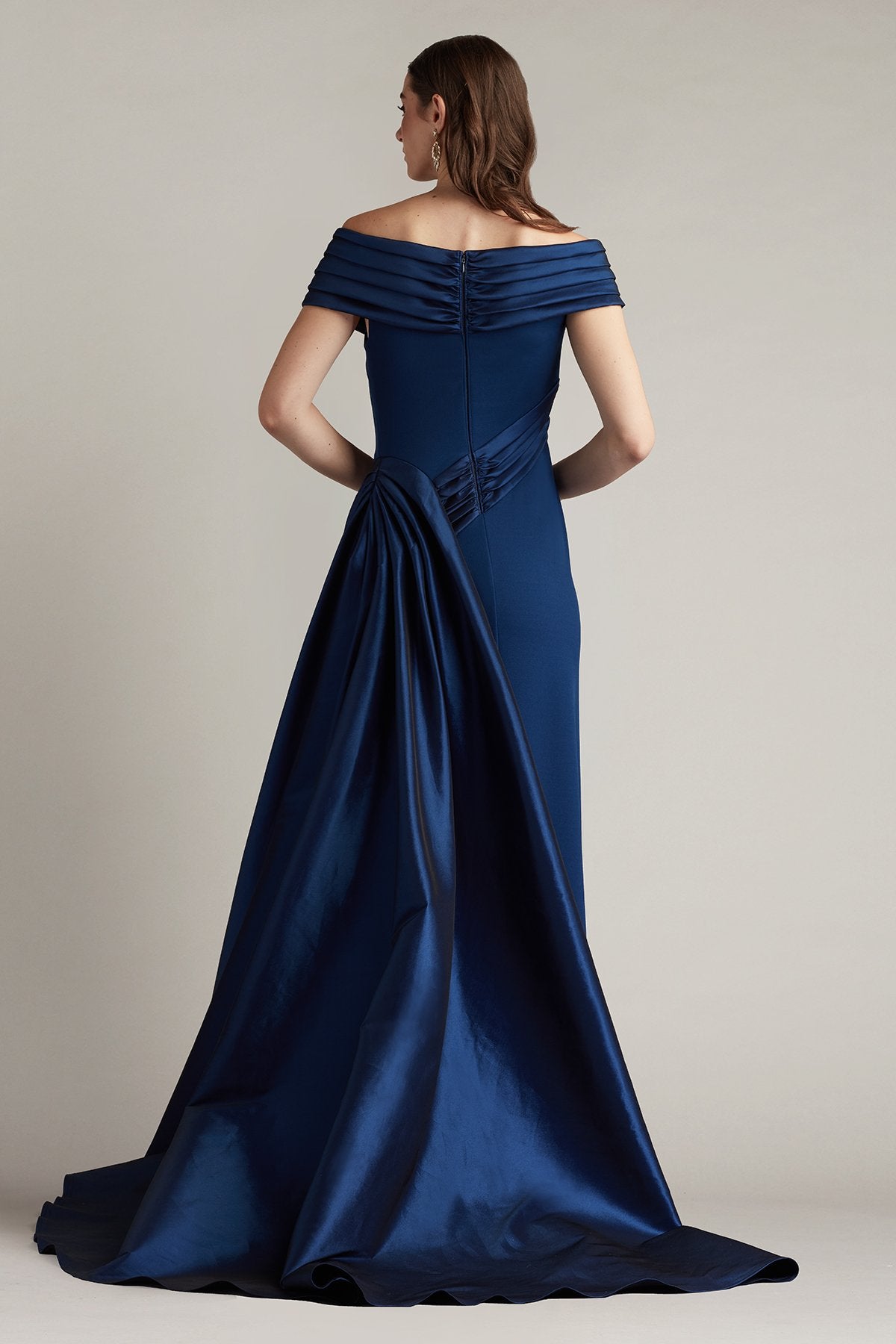 Elysian Draped Overlay Train Gown