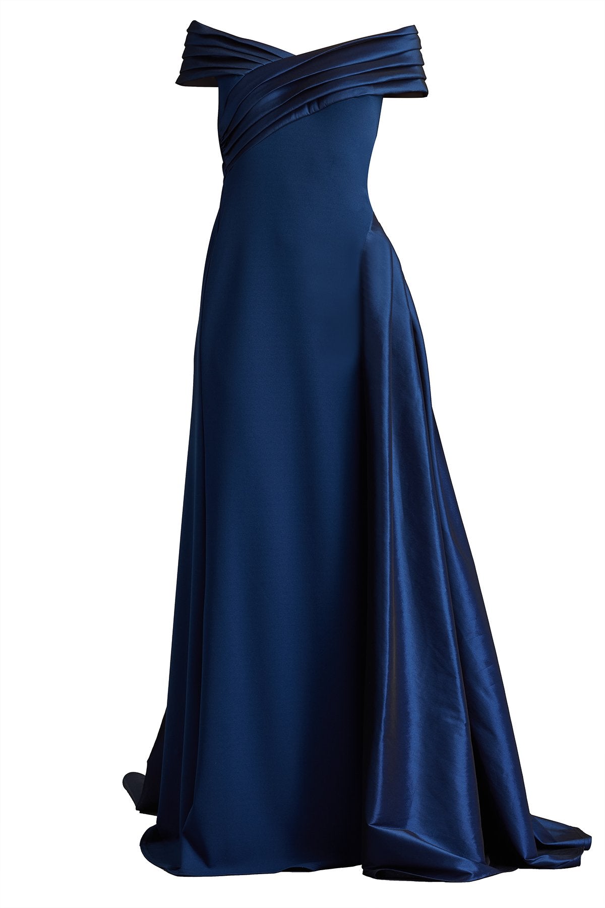 Elysian Draped Overlay Train Gown – Tadashi Shoji Official Online