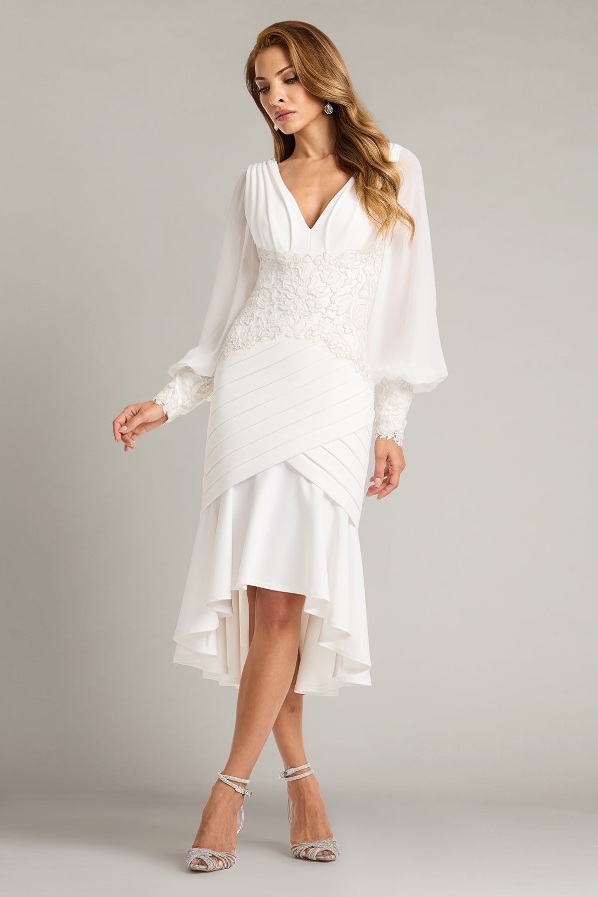 Kalina Blouson Sleeve High-Low Dress Tadashi Shoji Official Online Boutique Kalina Blouson Sleeve High-Low Dress Tadashi Shoji Official Online Boutique