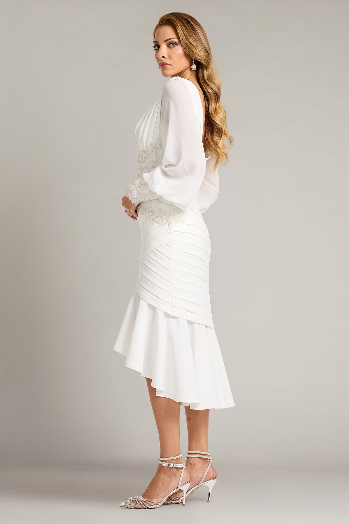 Kalina Blouson Sleeve High-Low Dress