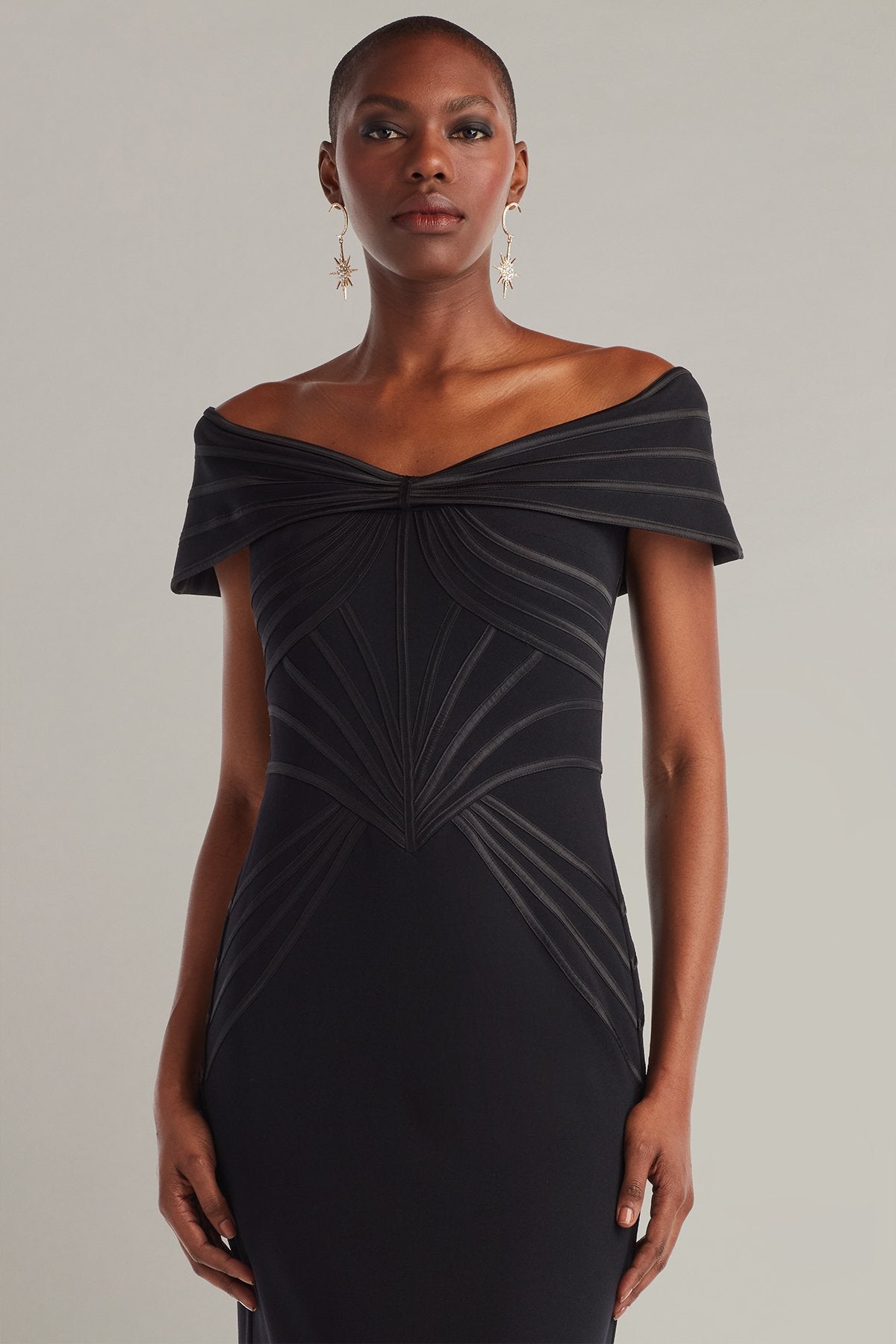 Meridian Sundial Off-Shoulder Gown – Tadashi Shoji Official Online