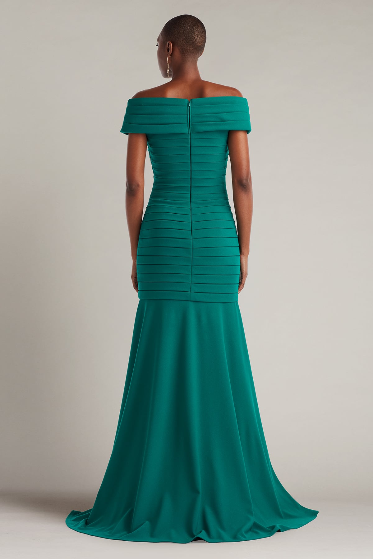 Elisea Shutter-Pleated Crepe Gown