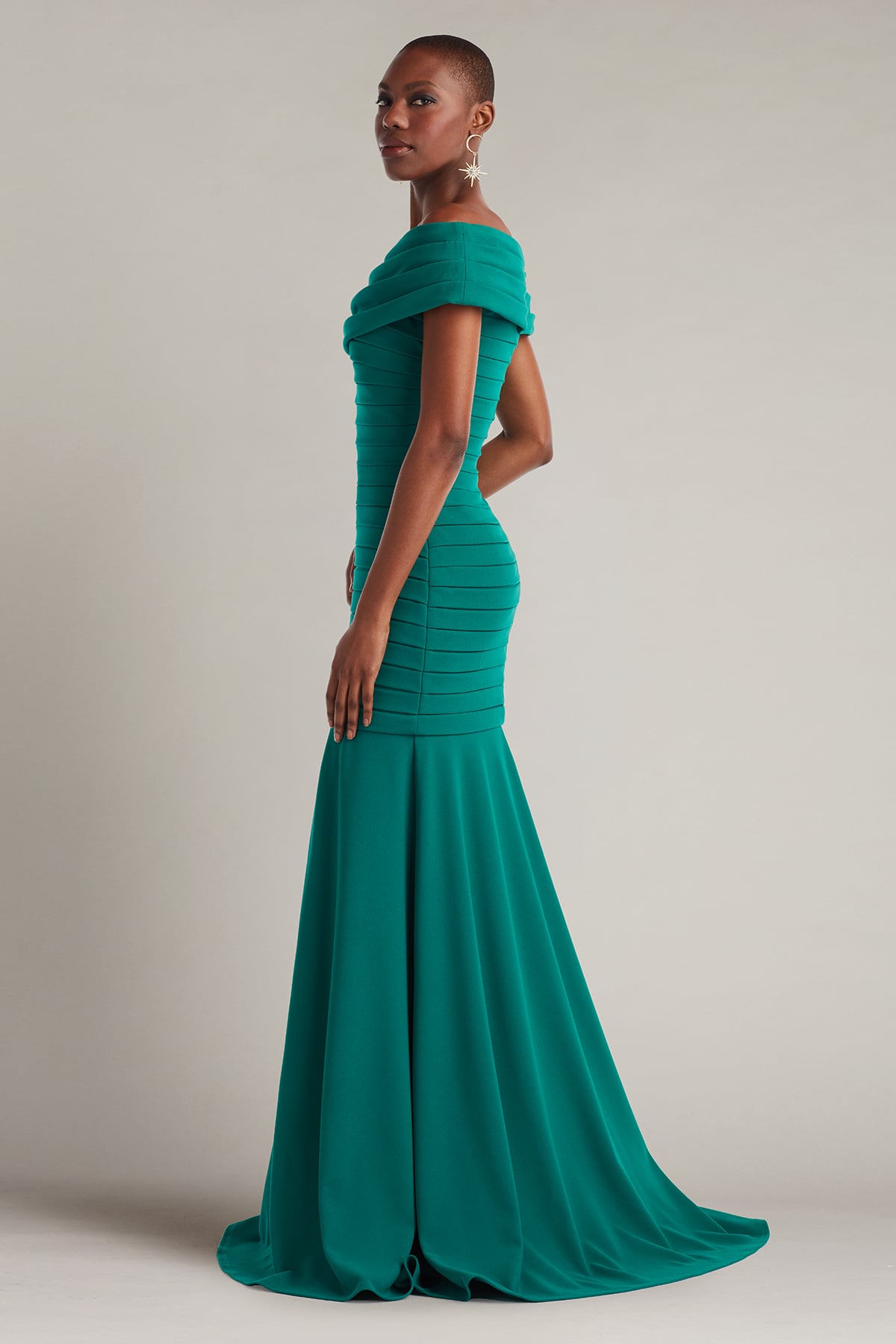 Elisea Shutter-Pleated Crepe Gown