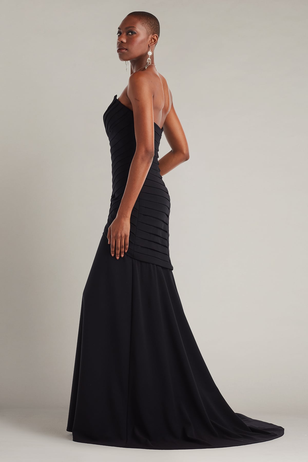 Vionna Shutter-Pleated Crepe Gown – Tadashi Shoji Official Online