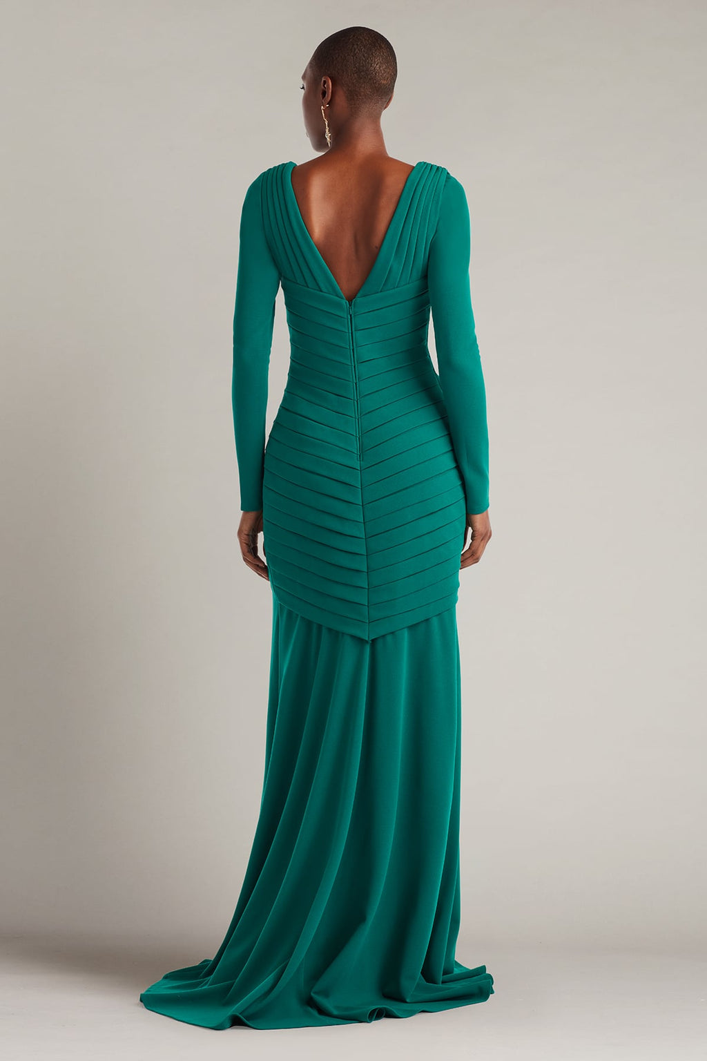 Keris Shutter-Pleated Crepe Gown