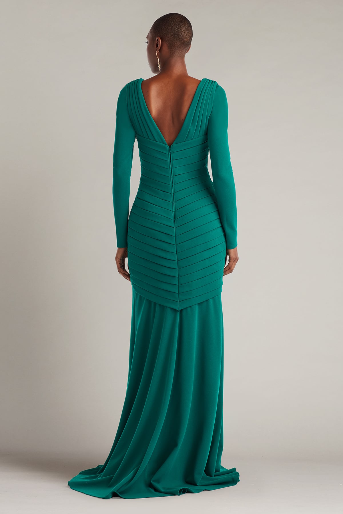 Keris Shutter-Pleated Crepe Gown