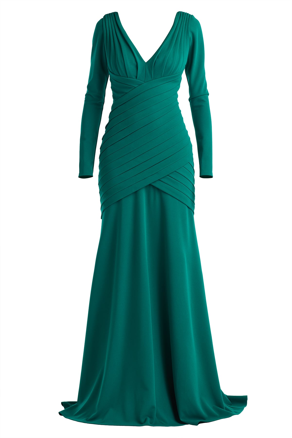 Keris Shutter-Pleated Crepe Gown