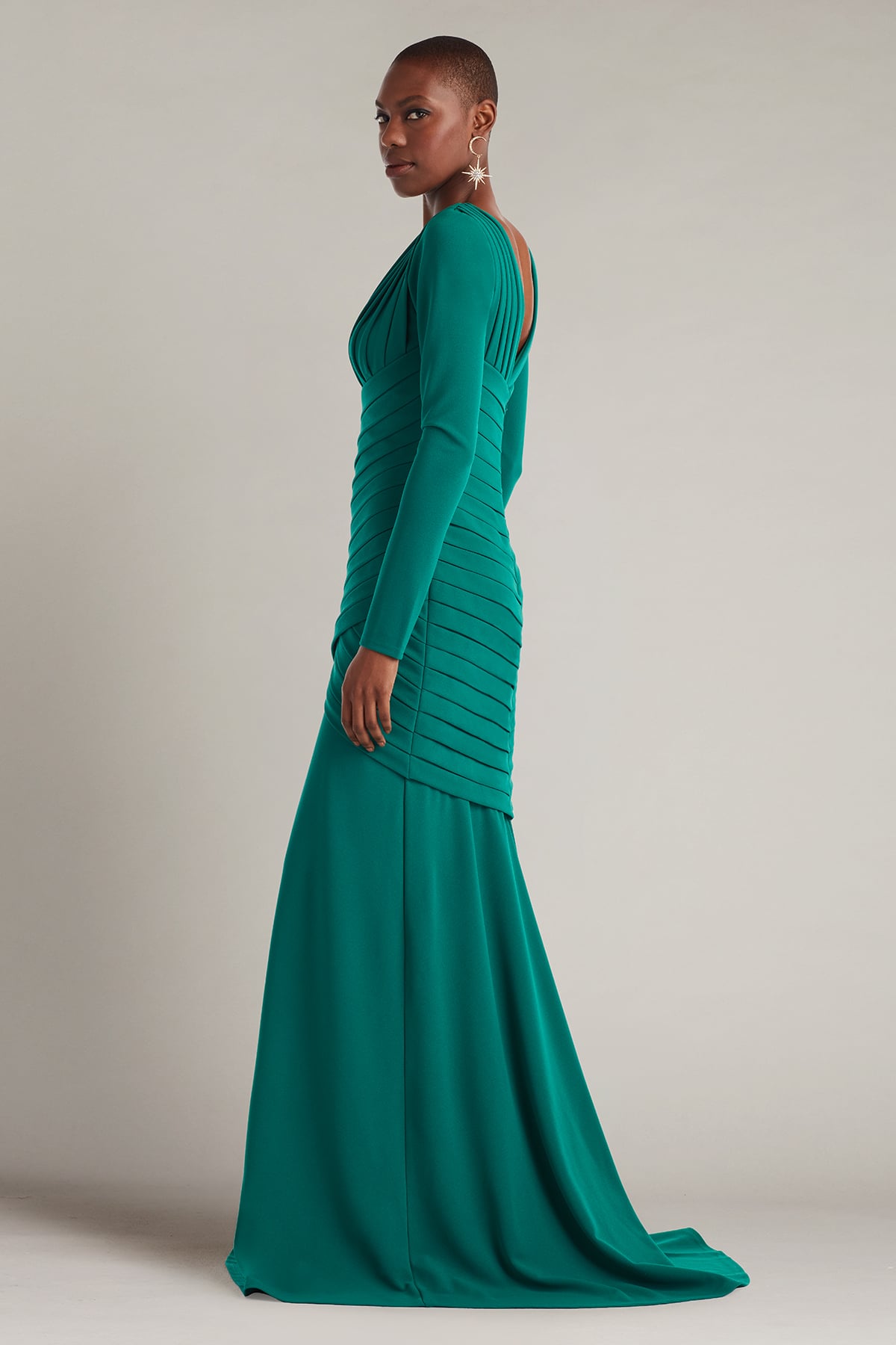 Keris Shutter-Pleated Crepe Gown