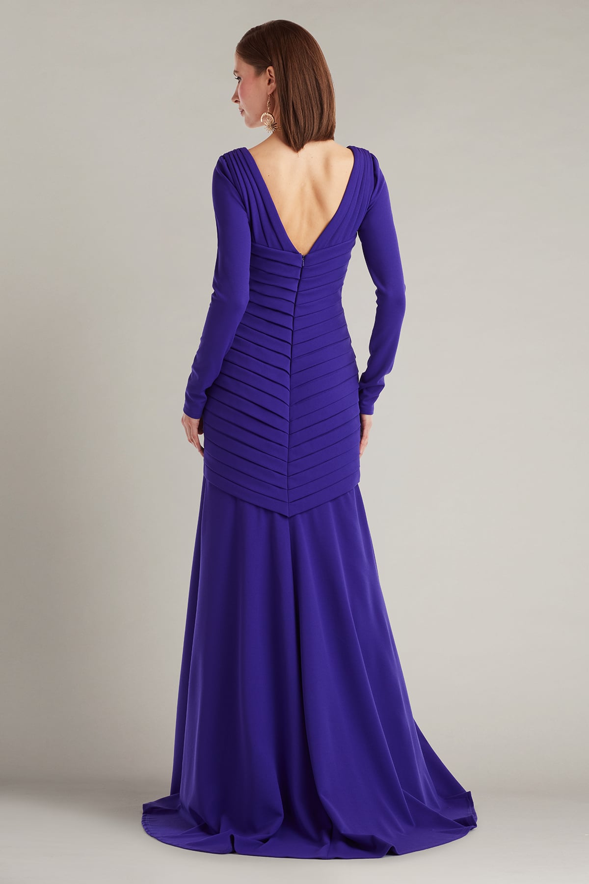 Keris Shutter-Pleated Crepe Gown