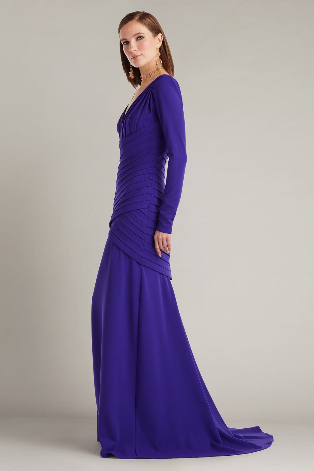Keris Shutter-Pleated Crepe Gown