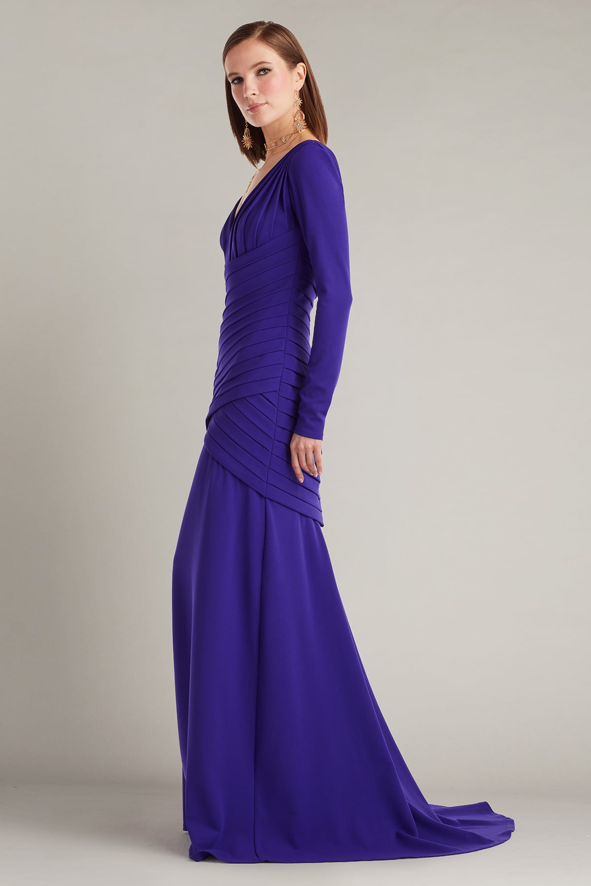 Keris Shutter-Pleated Crepe Gown