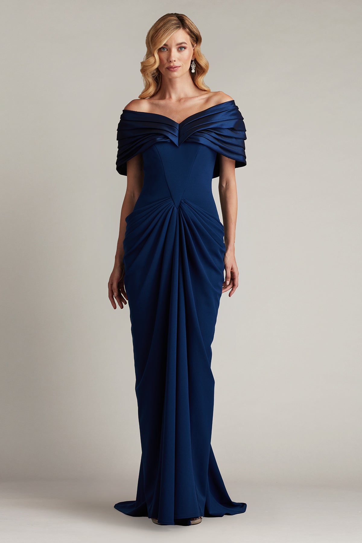Seraphine Pleated Portrait Collar Gown – Tadashi Shoji Official