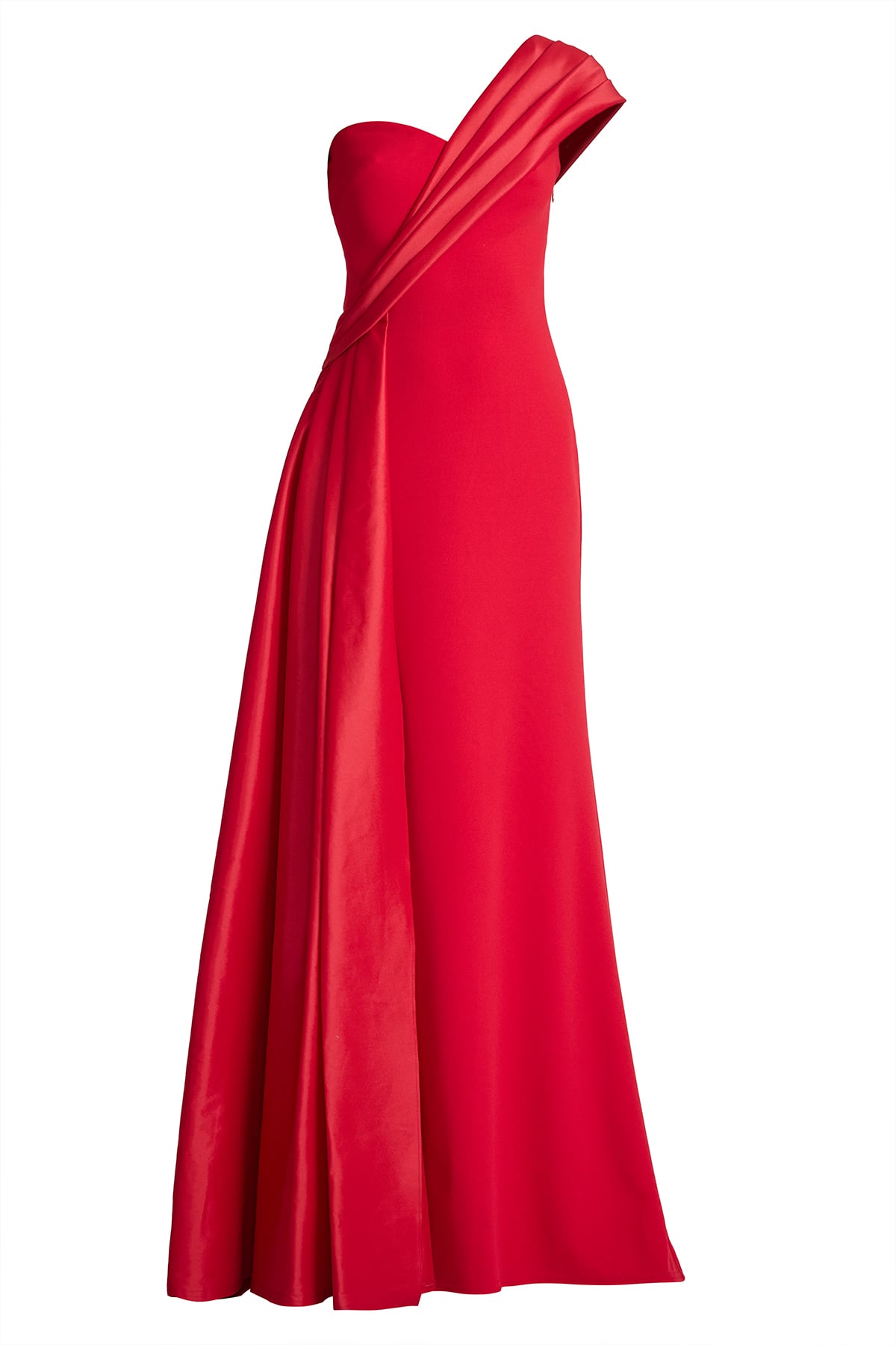 Beis Draped One-Shoulder Gown