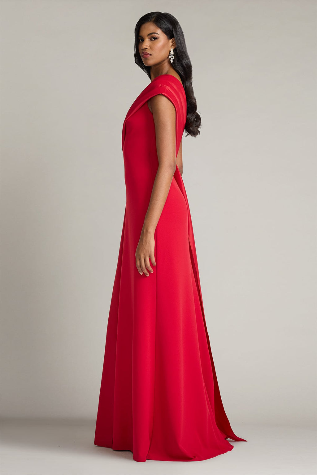Beis Draped One-Shoulder Gown