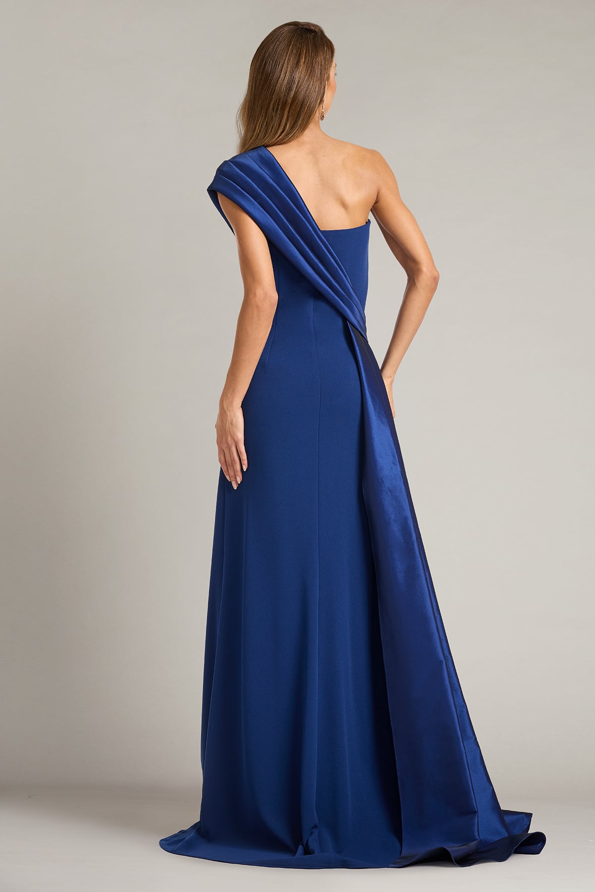 Beis Draped One-Shoulder Gown