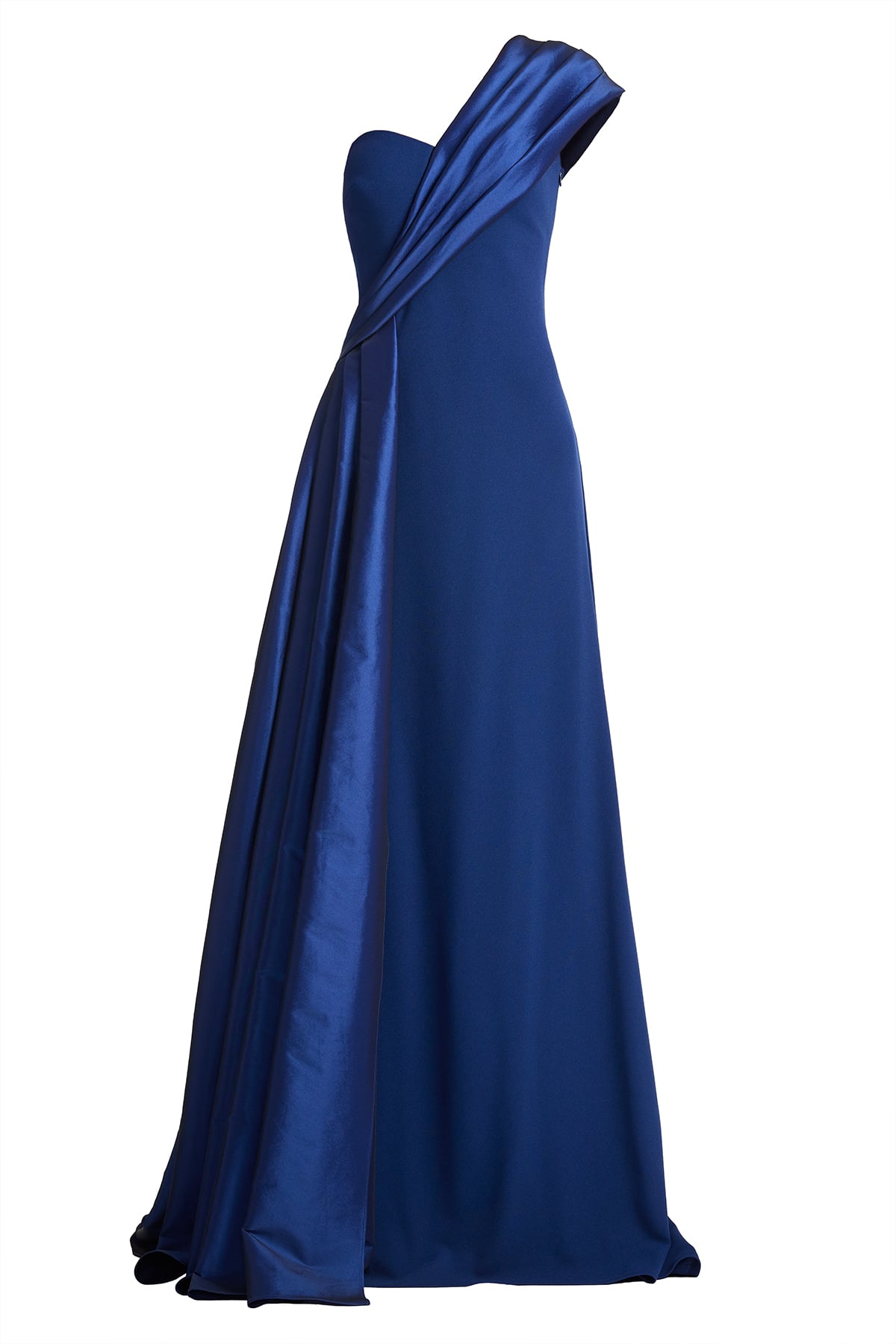 Beis Draped One-Shoulder Gown