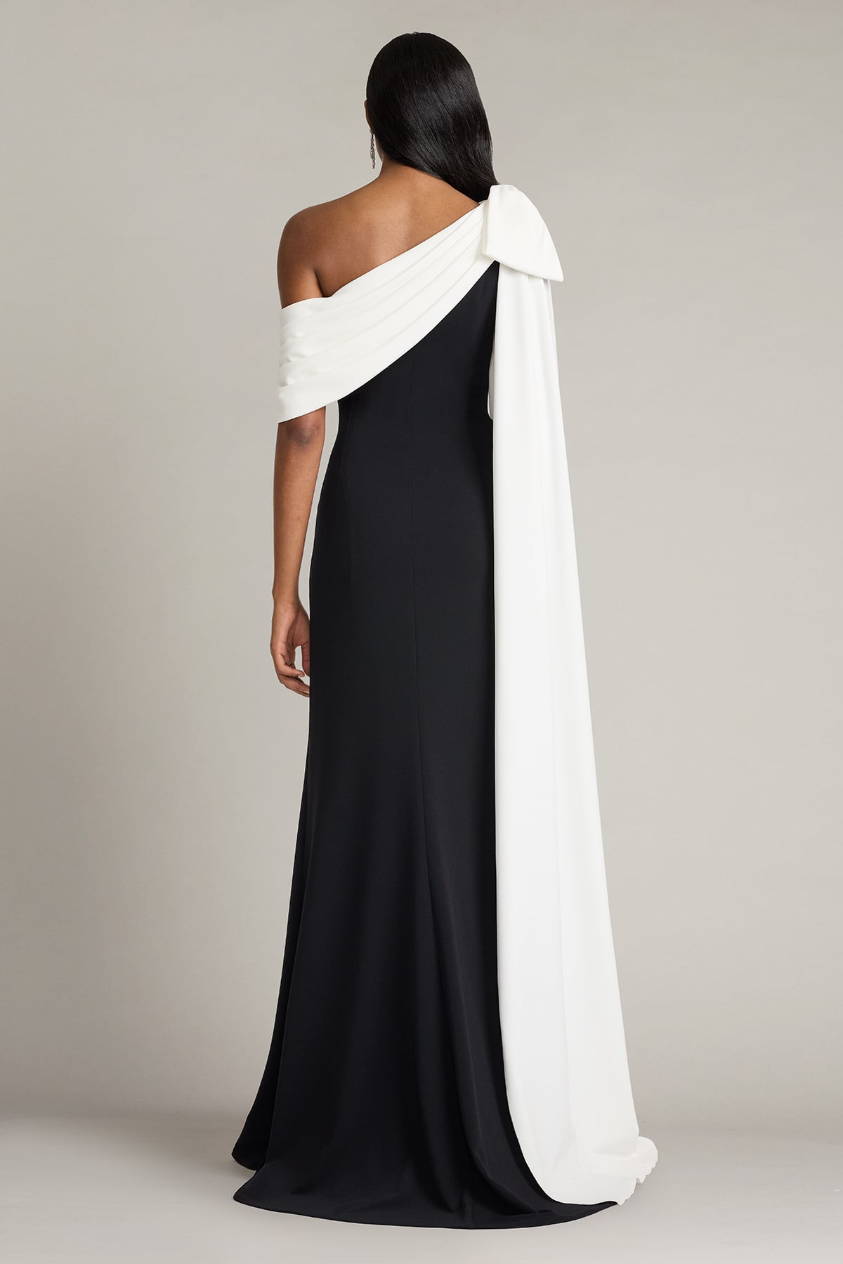 princess polly baby blue dress Romi One-Shoulder Bow Cape Gown – Tadashi Shoji Official Online Boutique